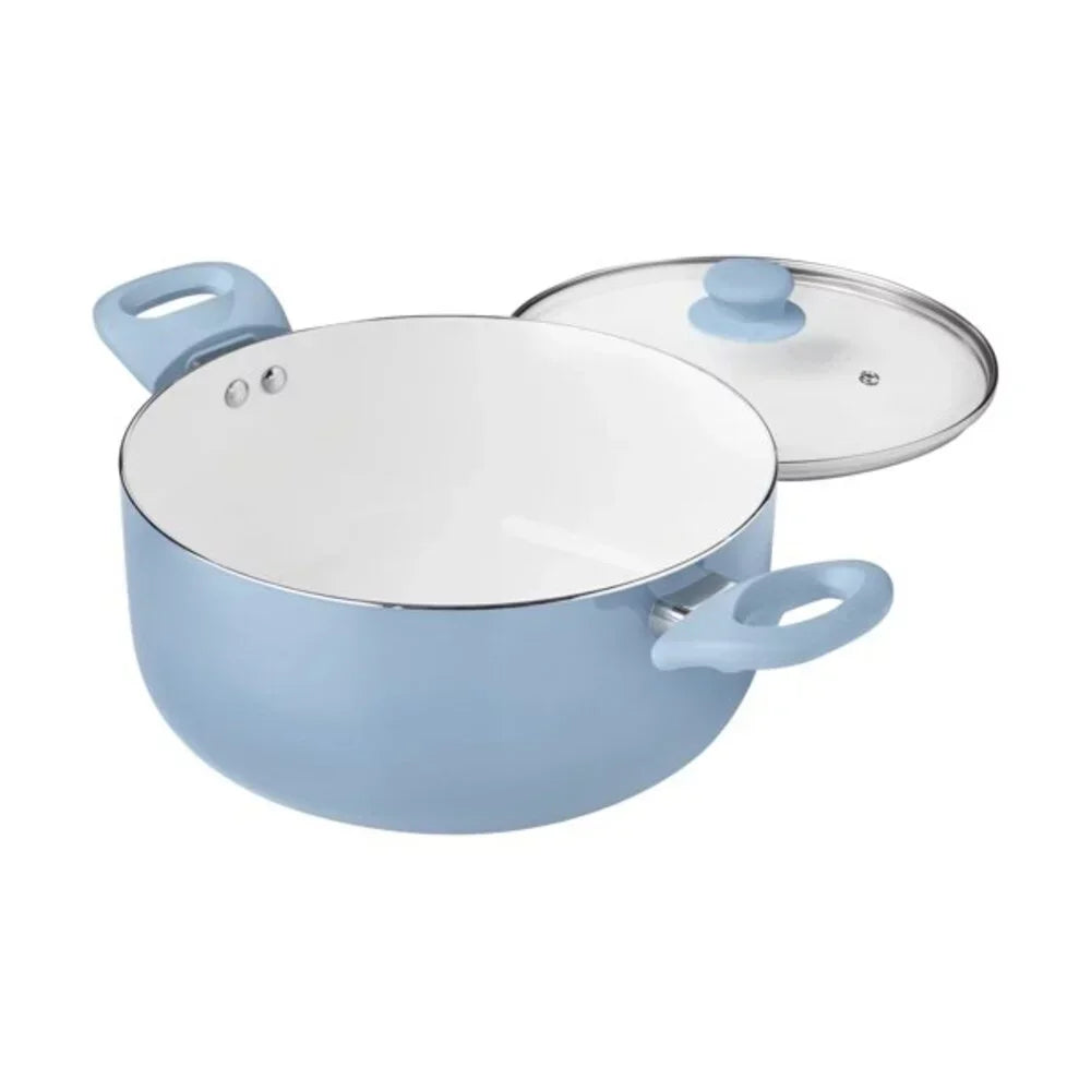 Ceramic Nonstick 12 Piece Cookware Set, Aqua, Hand Wash Only Pots and Pans - My Homes Goods