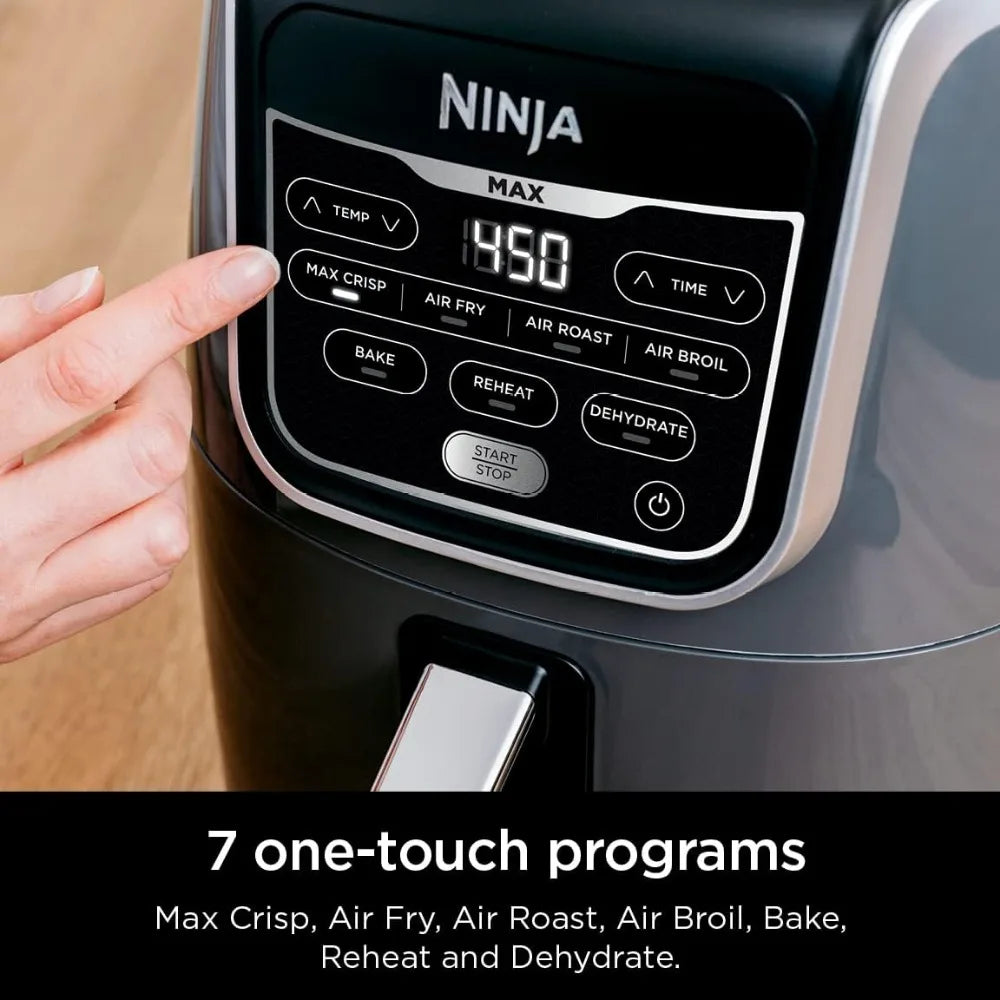 Air Fryer that Cooks, Crisps, Roasts, Bakes, Reheats and Dehydrates, with 5.5 Quart Capacity, and a High Gloss Finish, Grey - My Homes Goods