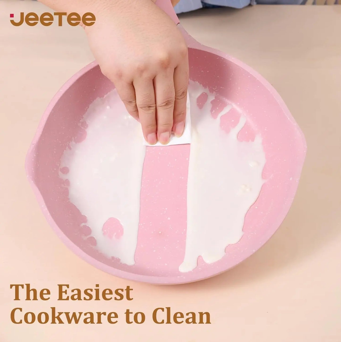 JEETEE Pink Pots and Pans Set Nonstick 23pcs Healthy Kitchen Cookware Sets Induction Cooking Set Pink Granite Stone Frying Pans, - My Homes Goods