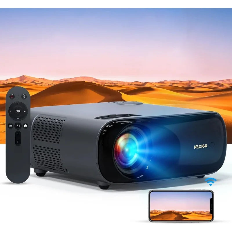 NexiGo PJ40 Projector with WiFi and Bluetooth, Native 1080P, 4K Supported, Projector for Outdoor Movies, 300 Inch - My Homes Goods