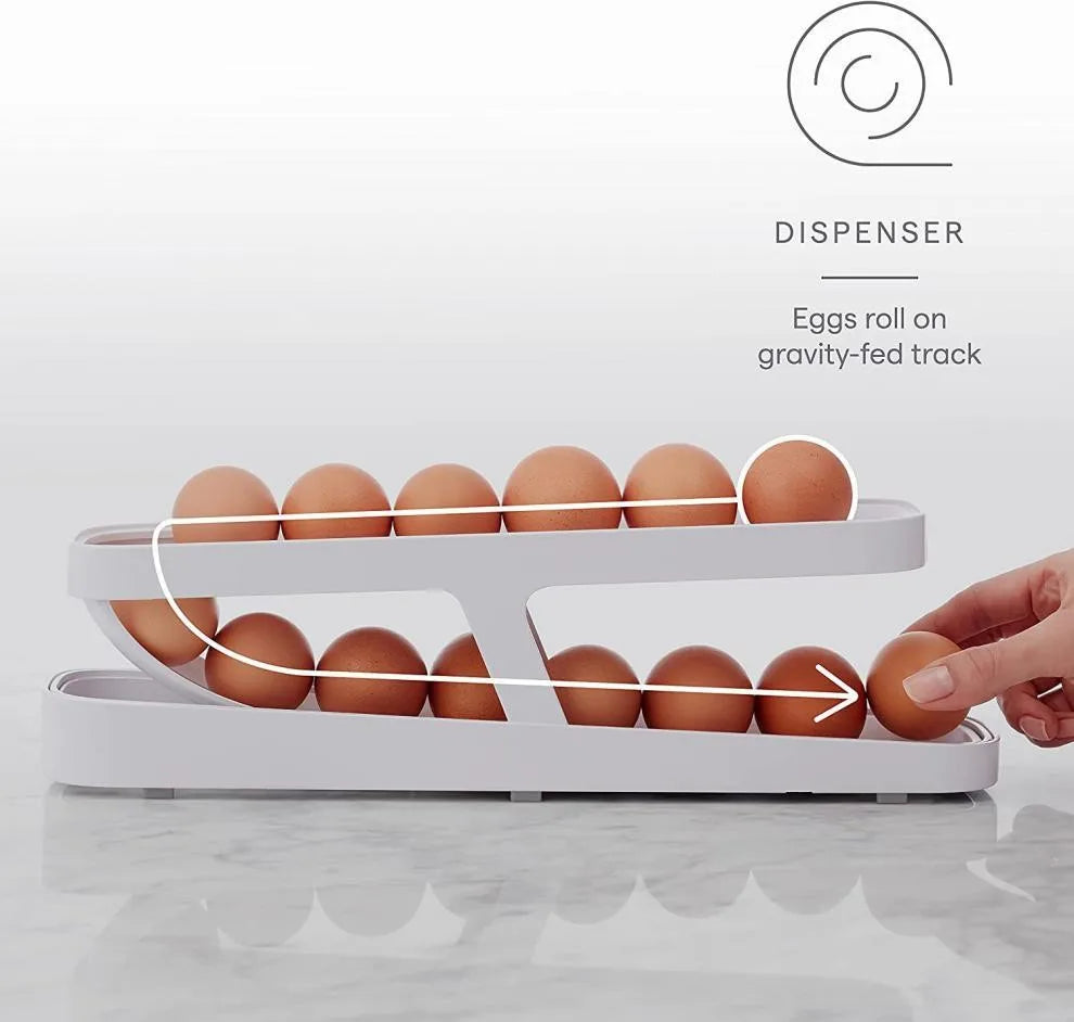 - Egg Kitchen Sliding Spiral Storage Holder Home  Box Automatic Containers Refrigerator Organizers Dispenser Rolling Gadgets - My Homes Goods