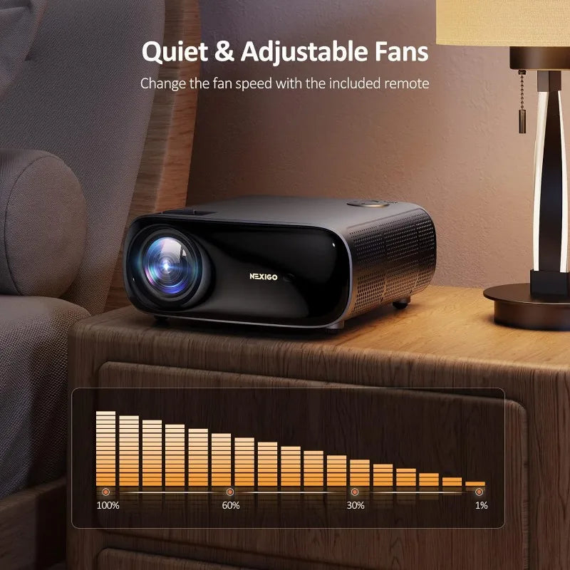 NexiGo PJ40 Projector with WiFi and Bluetooth, Native 1080P, 4K Supported, Projector for Outdoor Movies, 300 Inch - My Homes Goods