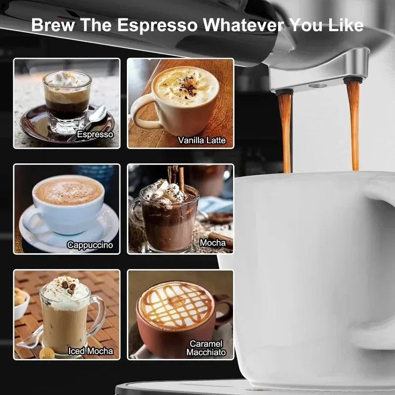 Espresso Machine 20 Bar, Professional Espresso Maker with Milk Frother Steam Wand, Compact Espresso Coffee Machine - My Homes Goods