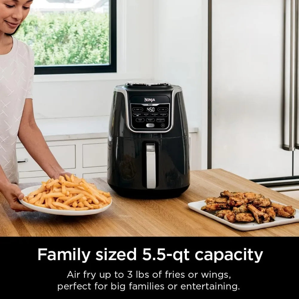 Air Fryer that Cooks, Crisps, Roasts, Bakes, Reheats and Dehydrates, with 5.5 Quart Capacity, and a High Gloss Finish, Grey - My Homes Goods