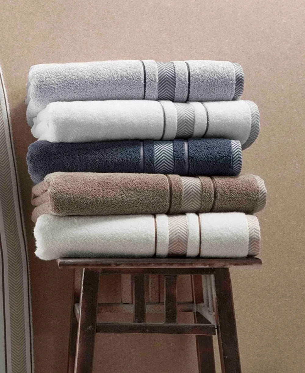 Le fil blanc_ 6 Piece Luxury White Bath Towel Set, 100% Cotton, Highly Absorbent, Decorative & Soft, Large Towels for Bathroom - My Homes Goods