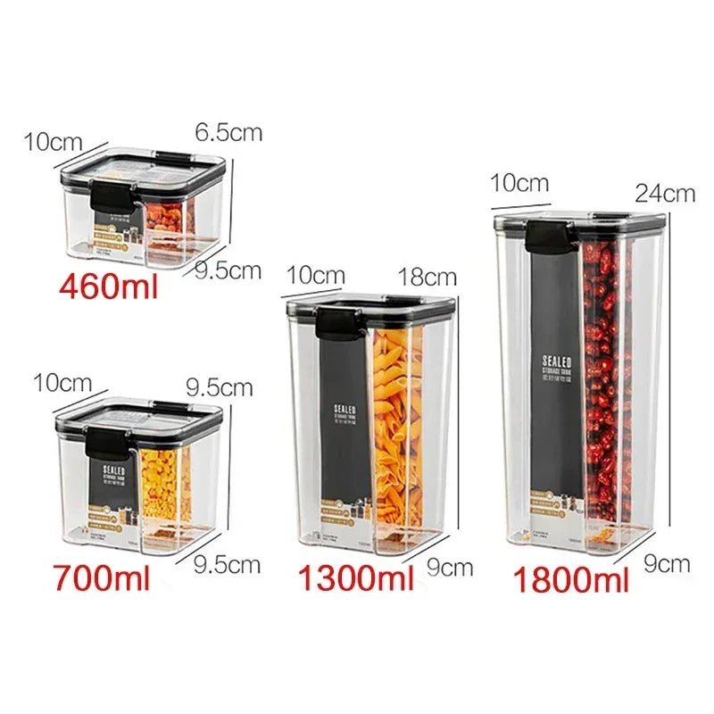 Dry Food Storage Box Food Containers Transparent Stackable Kitchen Spaghetti Noodles Sealed Tank Cans Organizers Bottles - My Homes Goods