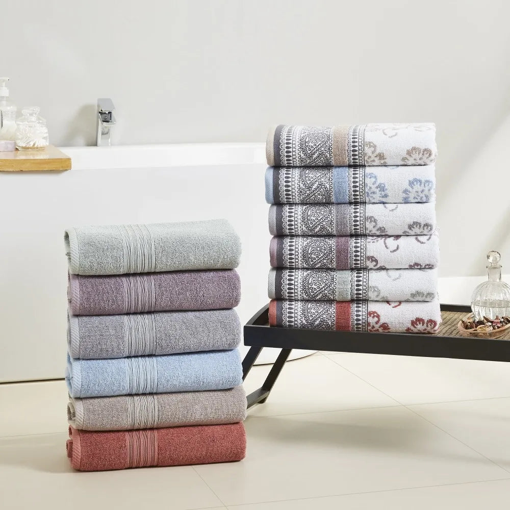 Blue Big Towels for Bath Ophelia 6-Piece Cotton Adult Bath Towel Set the Body Bathroom Large Shower Size Thick Hand Home Textile - My Homes Goods