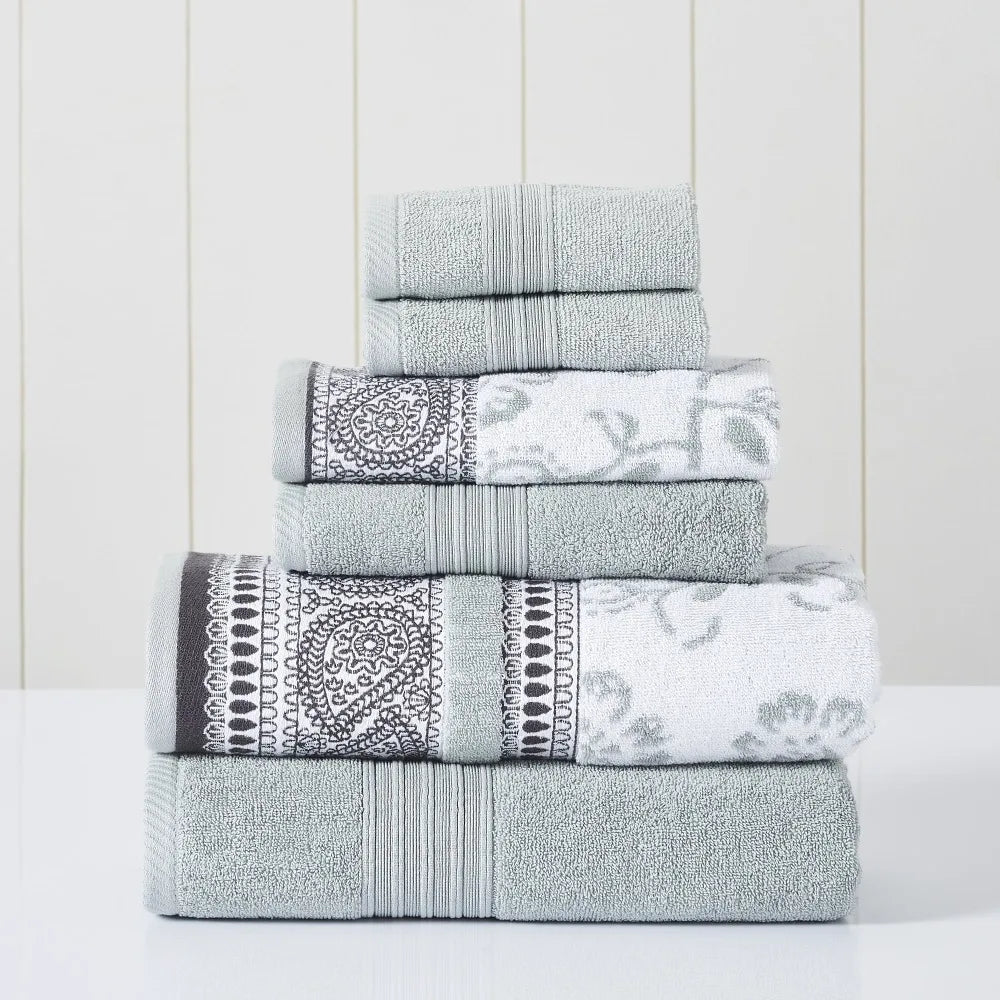 Blue Big Towels for Bath Ophelia 6-Piece Cotton Adult Bath Towel Set the Body Bathroom Large Shower Size Thick Hand Home Textile - My Homes Goods