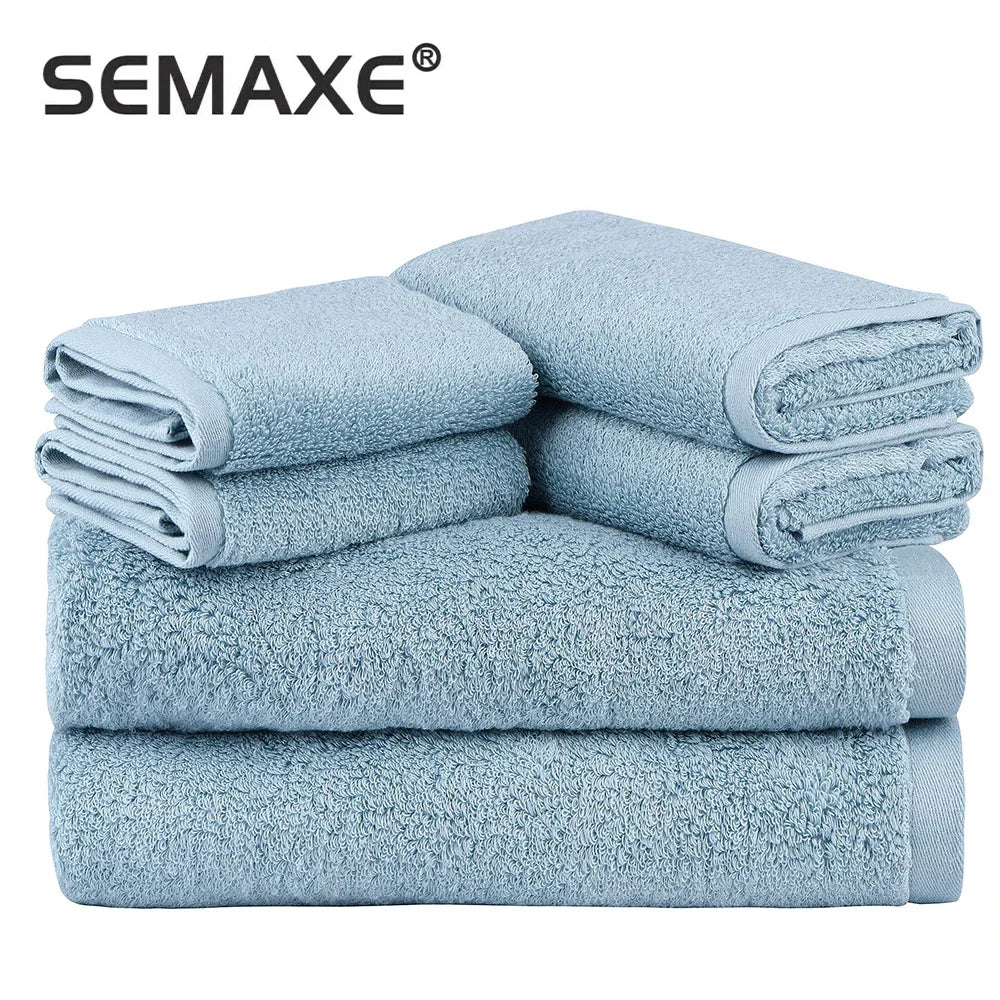 SEMAXE Luxury Bath Towel Set,2 Large Bath Towels,2 Hand Towels,2 Face towels . Cotton Highly Absorbent Bathroom Towels White - My Homes Goods