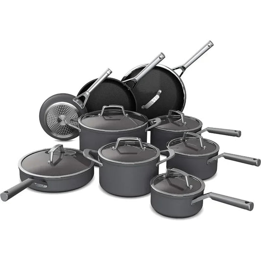 Ninja C39900 Foodi NeverStick Premium Cookware Set, Hard-Anodized, Nonstick, Durable & Oven Safe To 500°F Pot Set Cookware Set