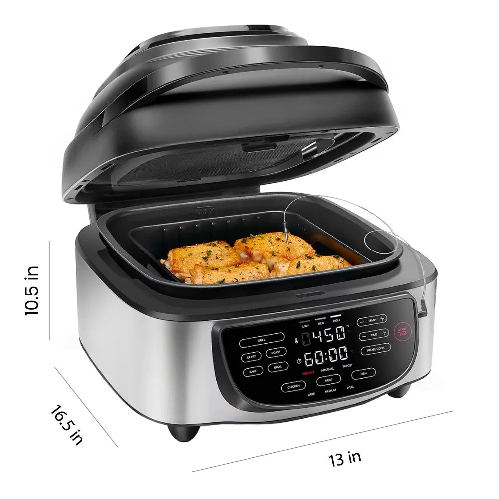 2023 New  5-in-1 Air Fryer + Indoor Grill with Cooking Thermometer, 7.4qt Capacity - My Homes Goods