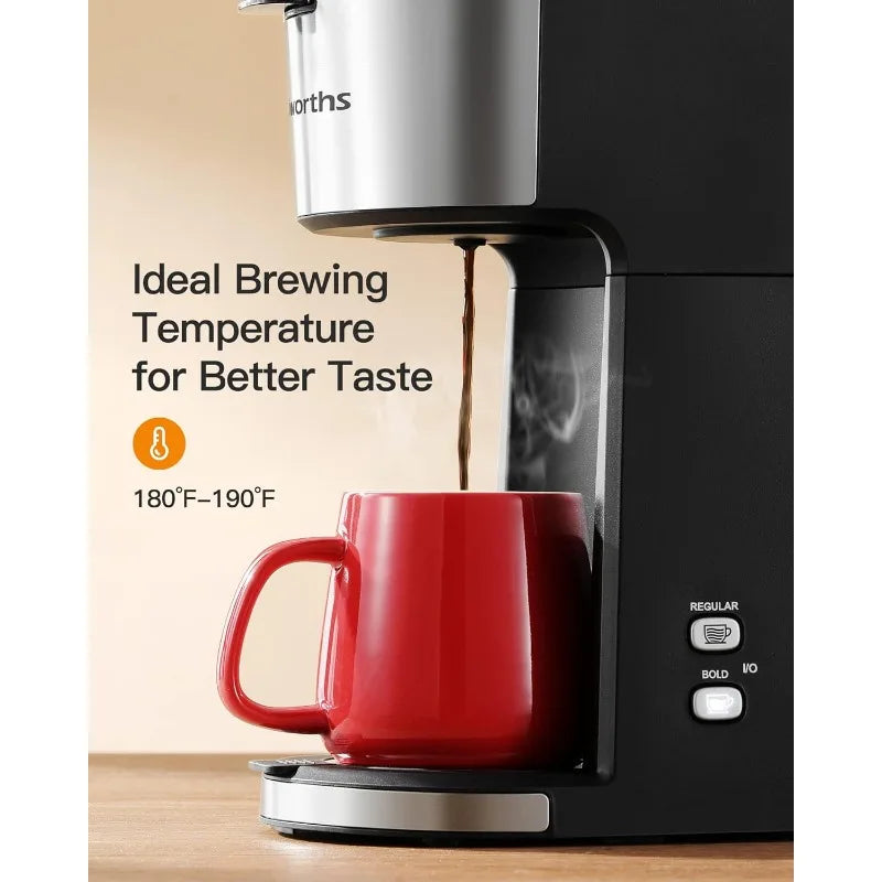 Famiworths Single Serve Coffee Maker for K Cup & Ground Coffee, With Bold Brew, One Cup Coffee Maker, 6 to 14 oz. - My Homes Goods