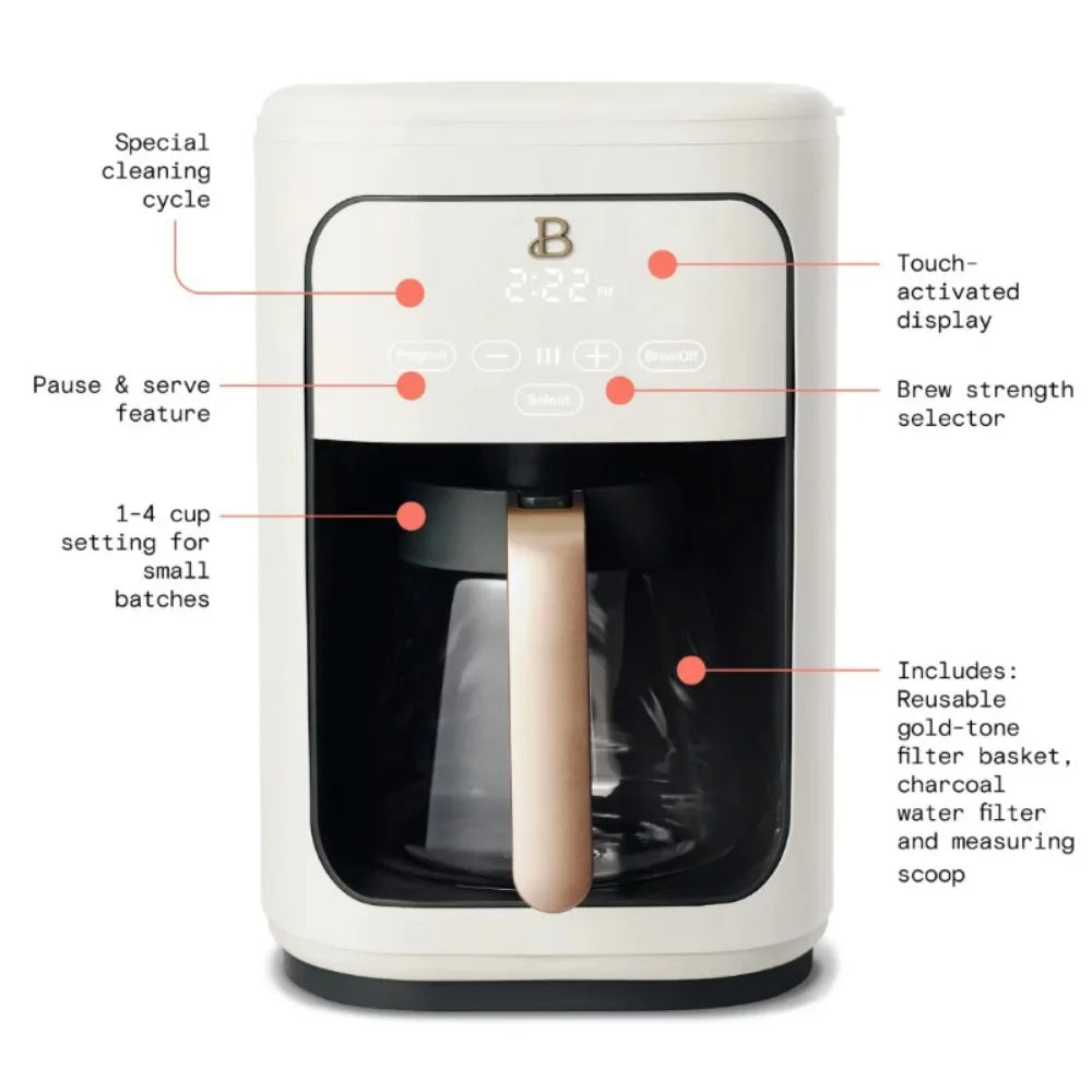 Beautiful Coffee Makers 14 Cup Programmable Touchscreen Coffee Maker White Icing by Drew Barrymore - My Homes Goods