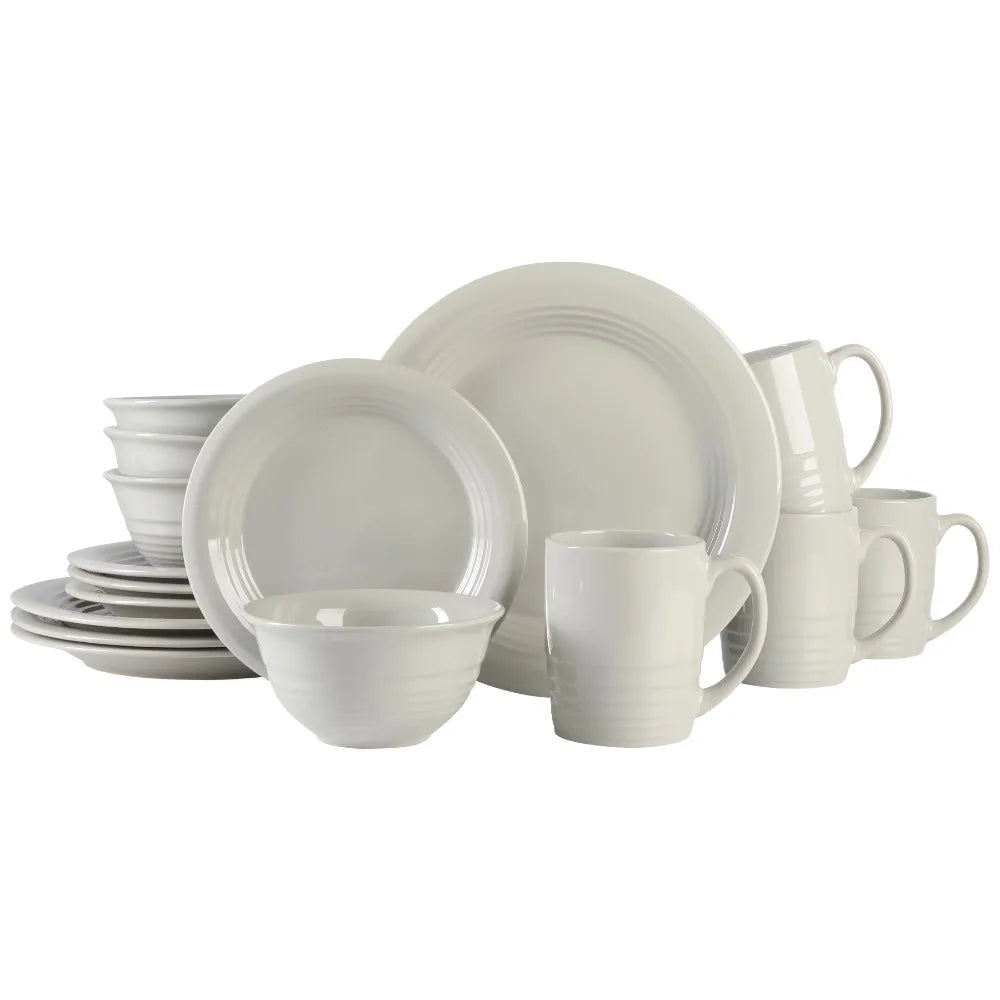 Everyday Night Holm Grey 16-Piece Stoneware Dinnerware Set