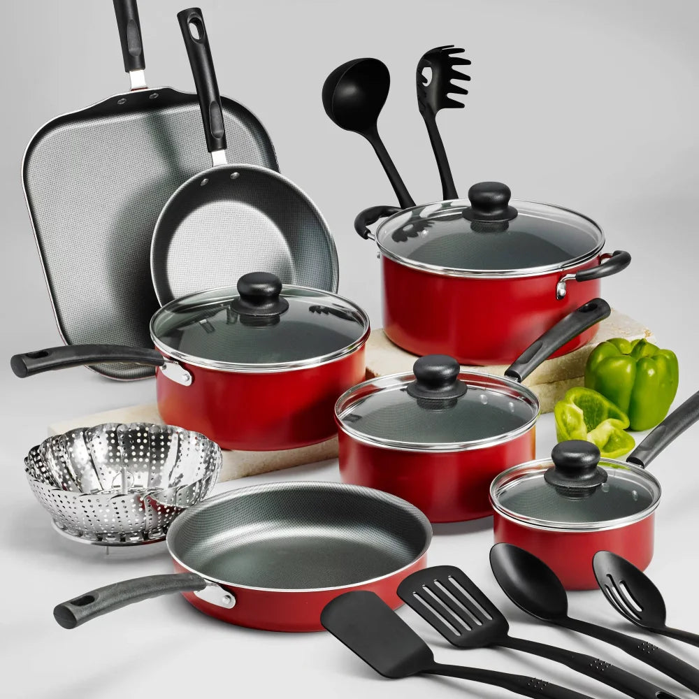 NoEnName_Null Primaware 18 Piece Non-stick Cookware Set, Pots and Pans Set Nonstick Cooking Pots, Pots and Pans, Kitchen - My Homes Goods