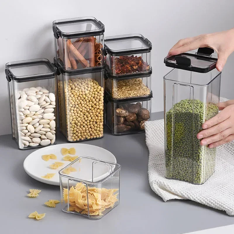 Dry Food Storage Box Food Containers Transparent Stackable Kitchen Spaghetti Noodles Sealed Tank Cans Organizers Bottles - My Homes Goods