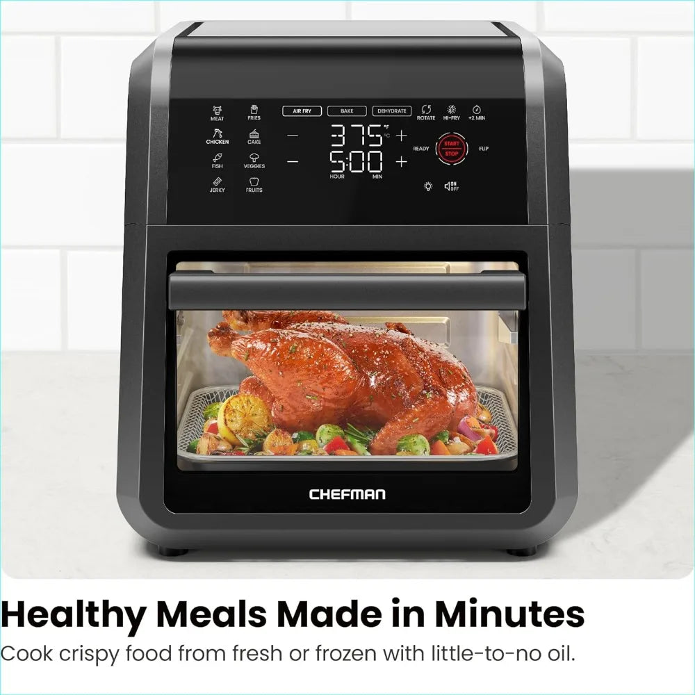 12-Quart 6-in-1 Air Fryer Oven with Digital Timer, Touchscreen, and 12 Presets - Family Size Countertop Convection Oven, - My Homes Goods