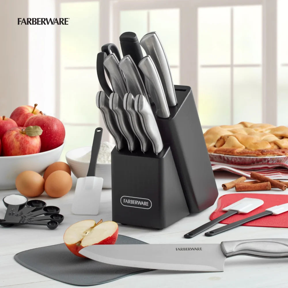 Farberware Classic 22-piece Stamped Stainless Steel Cutlery and Utensil Set - My Homes Goods