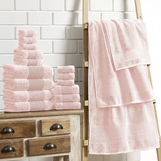 Towel set, 18 piece cotton adult bath towel set, peach red, 100% pure cotton, high water absorption bath towel set - My Homes Goods