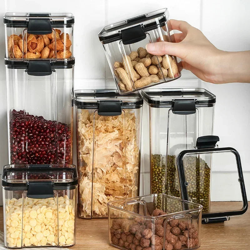 Dry Food Storage Box Food Containers Transparent Stackable Kitchen Spaghetti Noodles Sealed Tank Cans Organizers Bottles - My Homes Goods