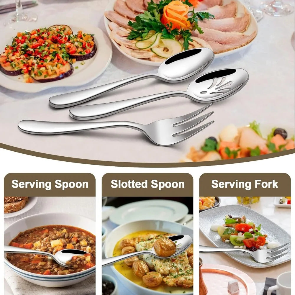 40-Piece Silverware, Stainless Steel Sets for 8, Heavy Weight Eating Utensils Tableware, Mirror Polished, Dishwasher Safe