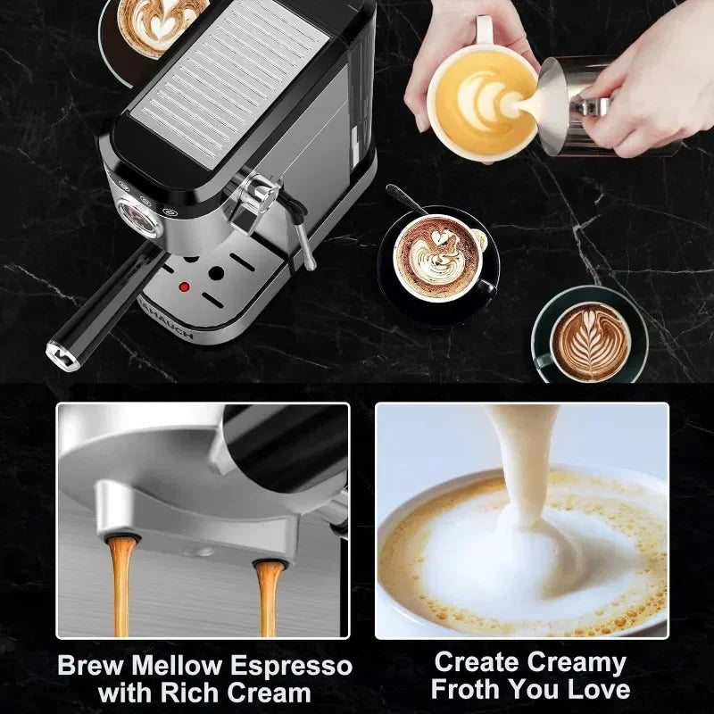 Espresso Machine 20 Bar, Professional Espresso Maker with Milk Frother Steam Wand, Compact Espresso Coffee Machine - My Homes Goods