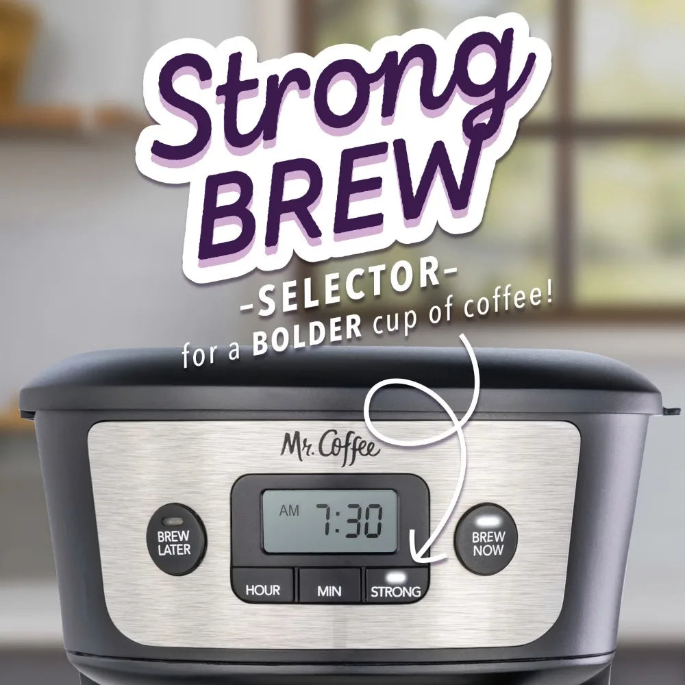 Mr. Coffee® 12-Cup Programmable Coffee Maker with Strong Brew Selector, Stainless Steel - My Homes Goods