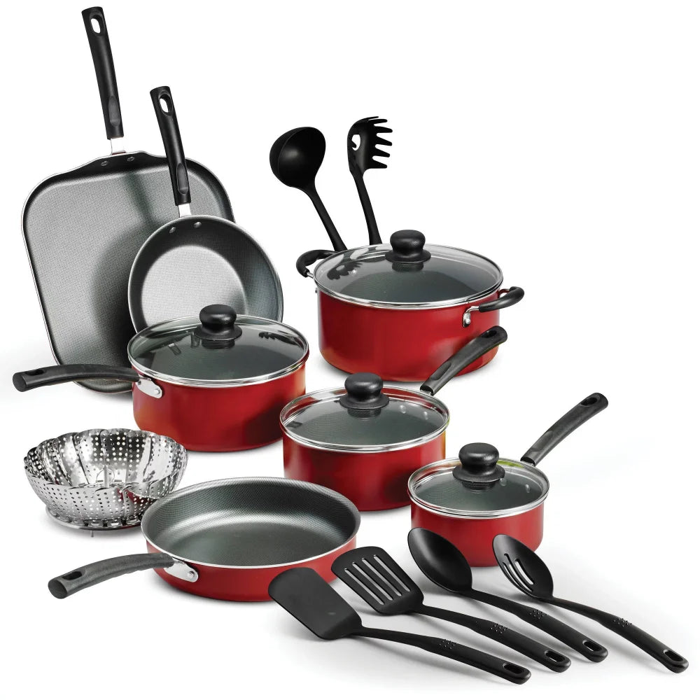 NoEnName_Null Primaware 18 Piece Non-stick Cookware Set, Pots and Pans Set Nonstick Cooking Pots, Pots and Pans, Kitchen - My Homes Goods