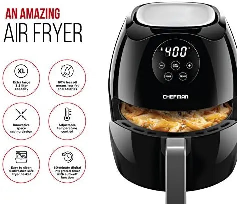 6.5 Quart Air Fryer Oven with Space Saving Flat Basket, Oil Free Hot Airfryer with 60 Minute Timer & Auto Shut Off, Dishwash - My Homes Goods