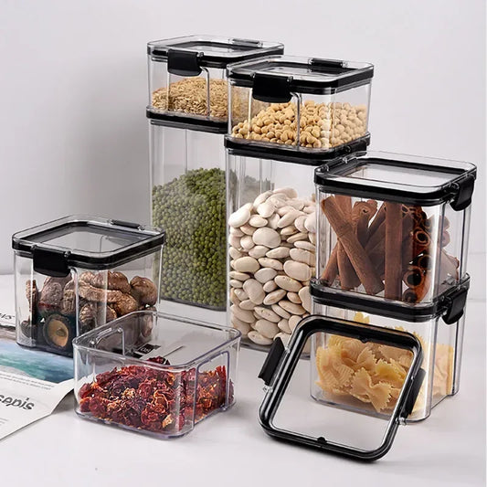 Dry Food Storage Box Food Containers Transparent Stackable Kitchen Spaghetti Noodles Sealed Tank Cans Organizers Bottles - My Homes Goods