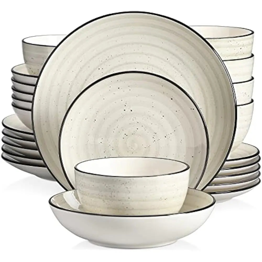 Dinnerware Sets 30 Piece Bowl Tableware Set Luxury Porcelain Plates and Bowls Sets for 6 Modern Dishes Ceramic Dishes to Eat Bar - My Homes Goods