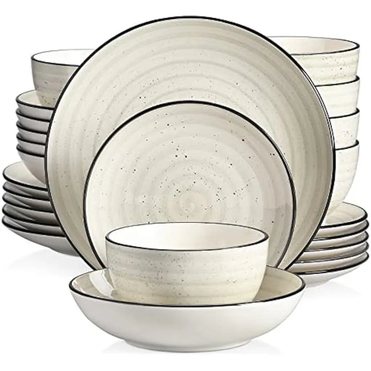 Dinnerware Sets 30 Piece Bowl Tableware Set Luxury Porcelain Plates and Bowls Sets for 6 Modern Dishes Ceramic Dishes to Eat Bar - My Homes Goods