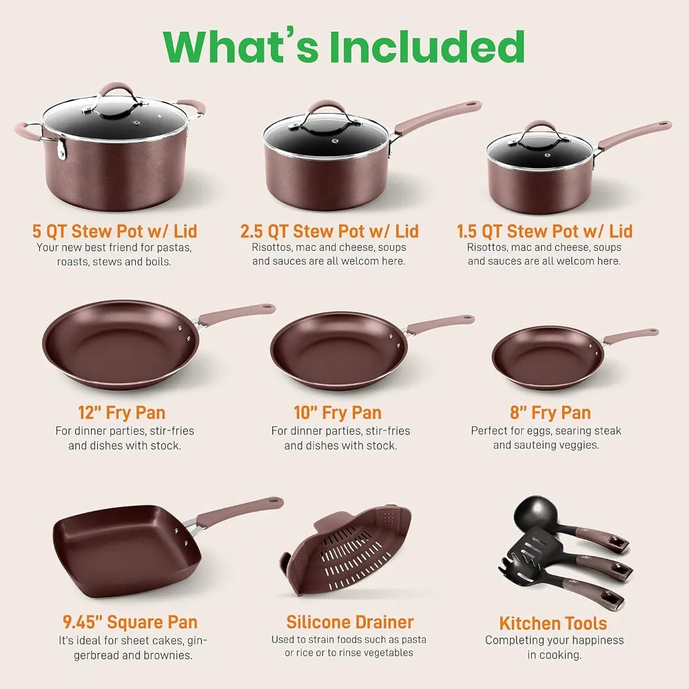 Kitchenware Pots & Pans Set – High-qualified Basic Kitchen Cookware Set, Non-Stick (20-Piece Set) - My Homes Goods