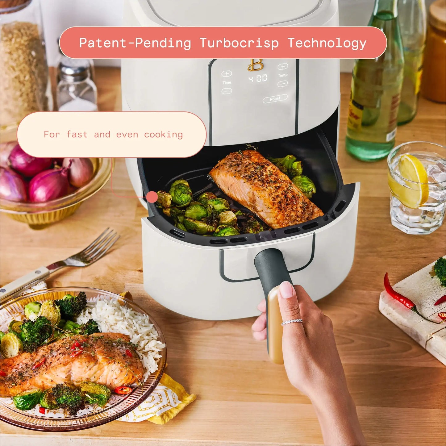 Beautiful 3 Qt Air Fryer with TurboCrisp Technology, Limited Edition Merlot by Drew Barrymore - My Homes Goods