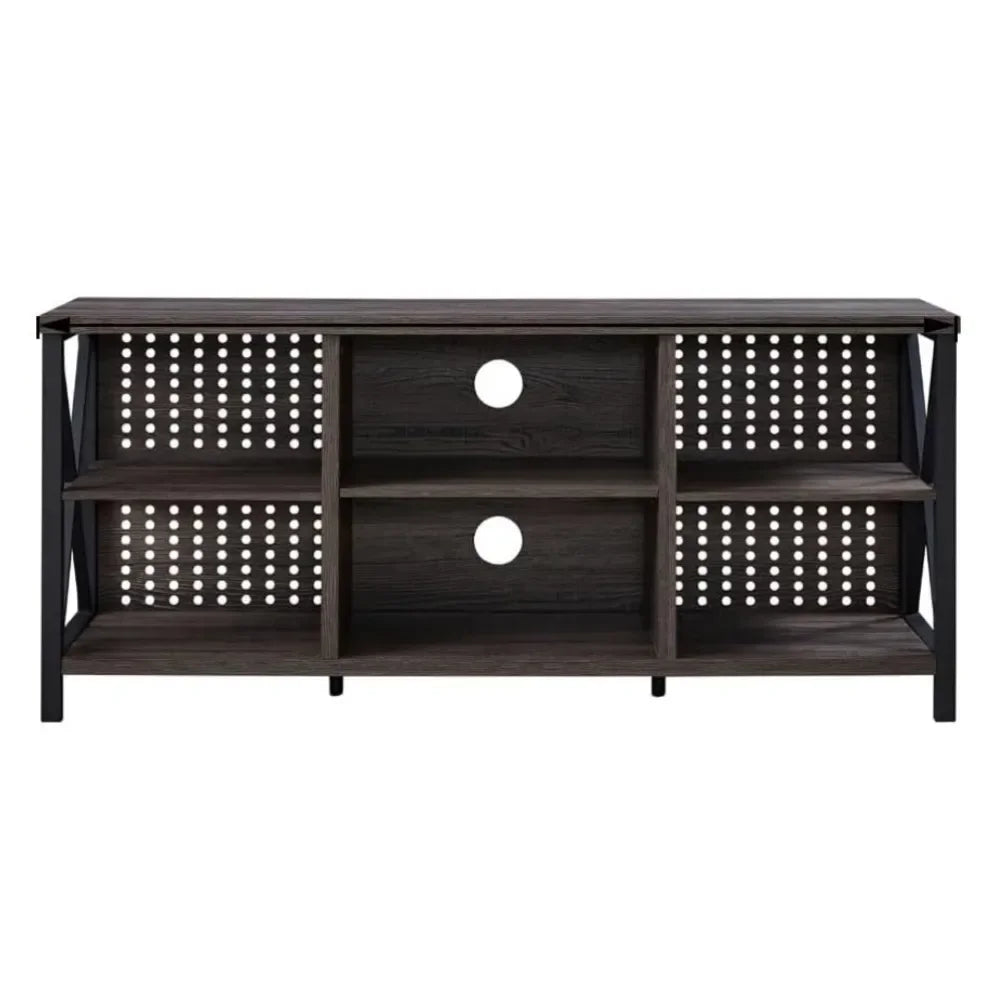 TV Stand for 75 Inch TV, Wood and Metal Entertainment Center, Long Television Stand Table with Media Console Cabinet Storage - My Homes Goods