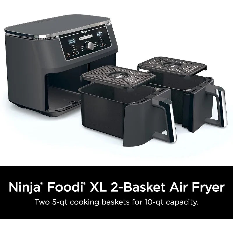 Ninja DZ401 Foodi 10 Quart 6-in-1 DualZone XL 2-Basket Air Fryer with 2 Independent Frying Baskets, Match Cook & Smart Finish - My Homes Goods