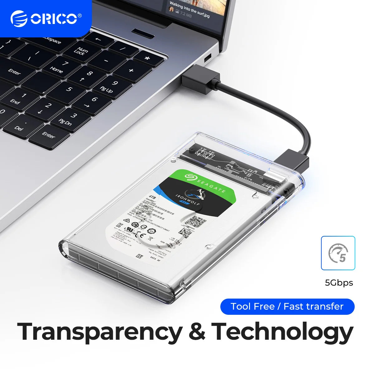 ORICO Transparent HDD Case SATA to USB 3.0 Hard Drive Case External 2.5'' HDD Enclosure for HDD SSD Disk Case Box Support UASP - My Homes Goods