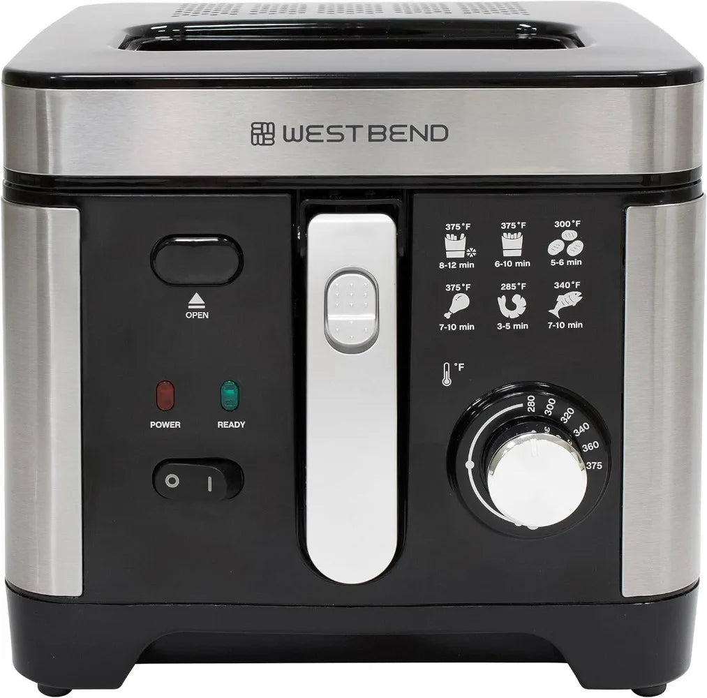 West Bend Deep Fryer with Adjustable Temperature Control Nonstick Basket Easy-View Window and Temperature Guide - My Homes Goods