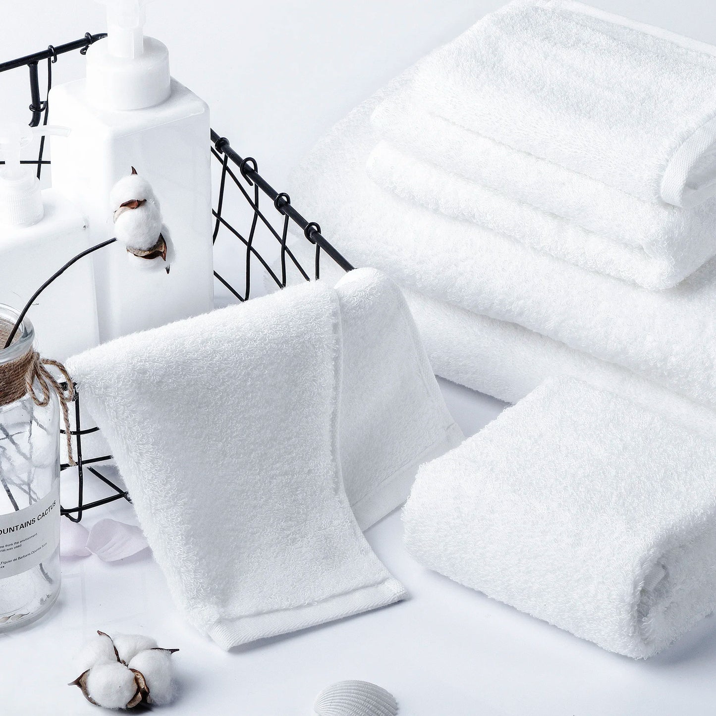 SEMAXE Luxury Bath Towel Set,2 Large Bath Towels,2 Hand Towels,2 Face towels . Cotton Highly Absorbent Bathroom Towels White - My Homes Goods