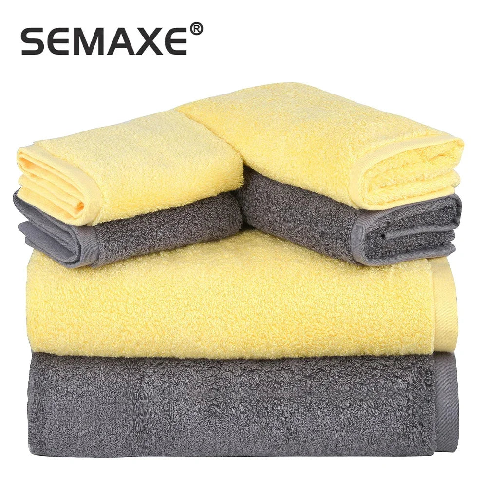 SEMAXE Luxury Bath Towel Set,2 Large Bath Towels,2 Hand Towels,2 Face towels . Cotton Highly Absorbent Bathroom Towels White - My Homes Goods