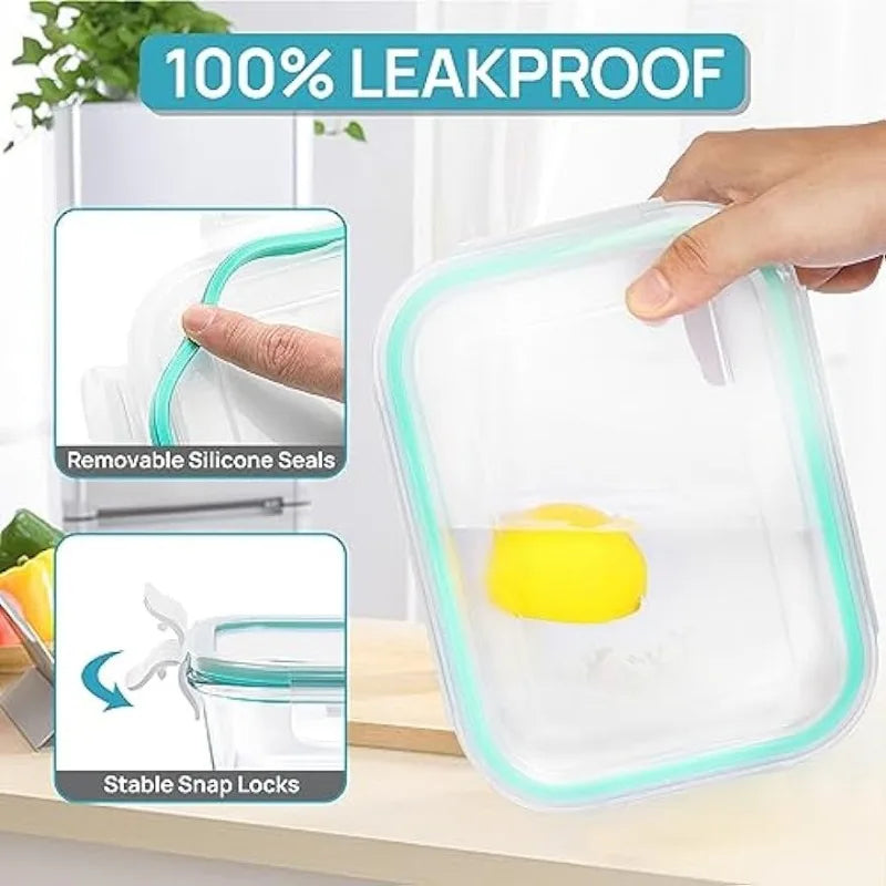 Vtopmart 18Pack Glass Food Storage Containers with Lids, Meal Prep Containers, Airtight Lunch Containers Bento Boxes with Leak - My Homes Goods