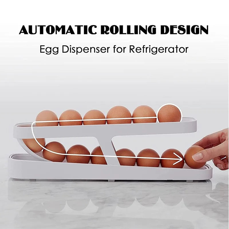 - Egg Kitchen Sliding Spiral Storage Holder Home  Box Automatic Containers Refrigerator Organizers Dispenser Rolling Gadgets - My Homes Goods