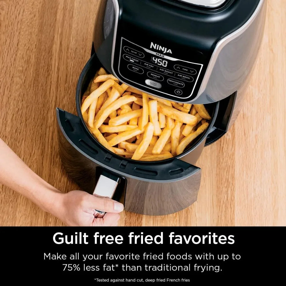 Air Fryer that Cooks, Crisps, Roasts, Bakes, Reheats and Dehydrates, with 5.5 Quart Capacity, and a High Gloss Finish, Grey - My Homes Goods