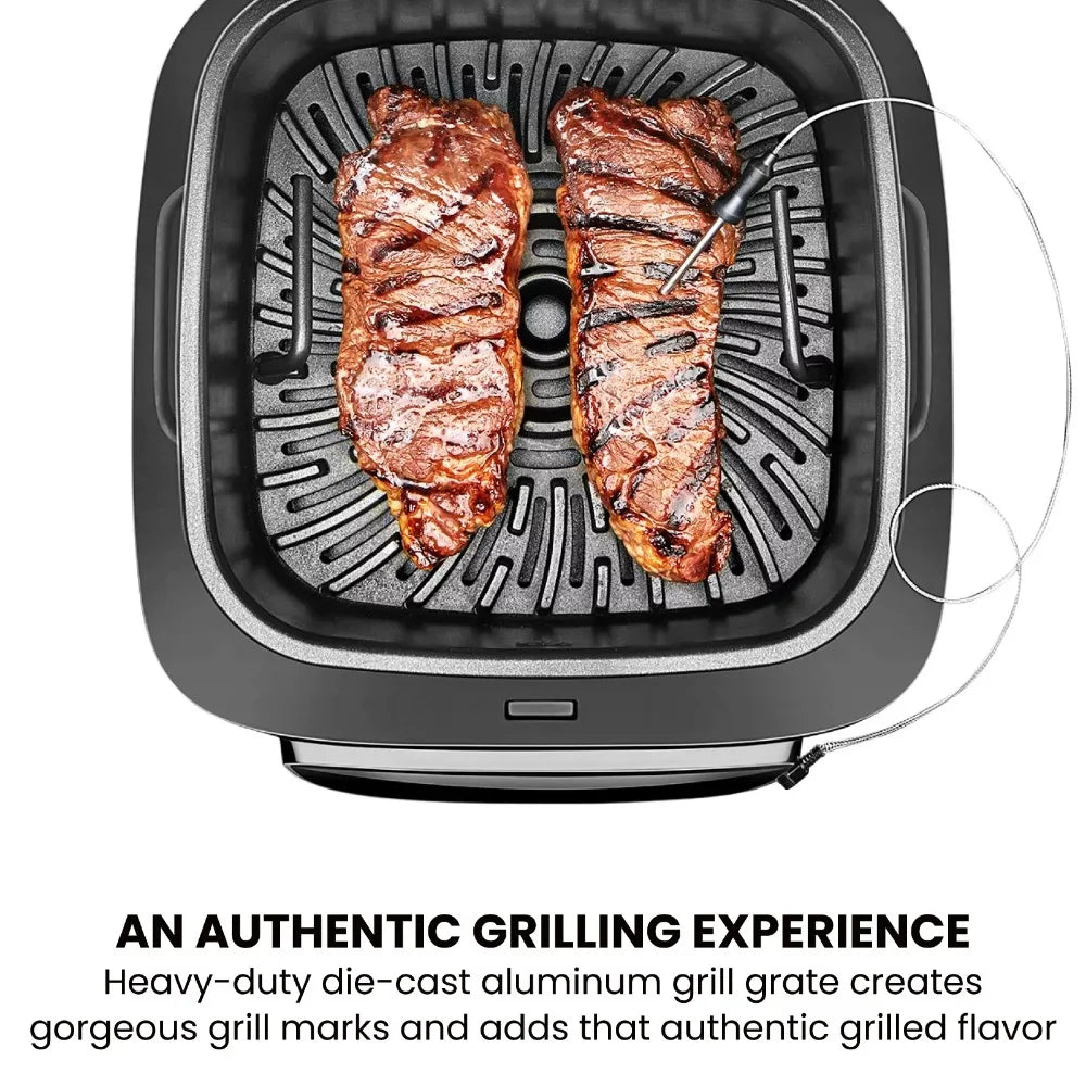 2023 New  5-in-1 Air Fryer + Indoor Grill with Cooking Thermometer, 7.4qt Capacity - My Homes Goods