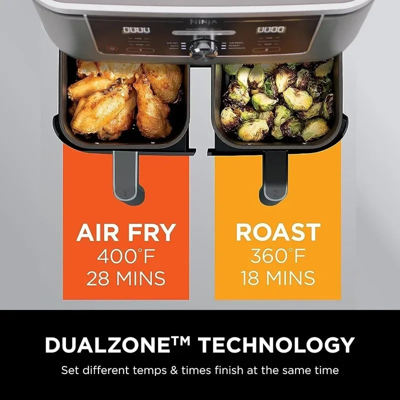 Ninja DZ401 Foodi 10 Quart 6-in-1 DualZone XL 2-Basket Air Fryer with 2 Independent Frying Baskets, Match Cook & Smart Finish - My Homes Goods