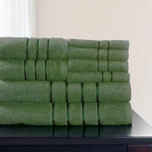 8-Piece Plush 100% Cotton Bath Towel Set Washcloths Hand Towels Bath Towels Solid Green Gift Bathroom Accessories Absorbent 650