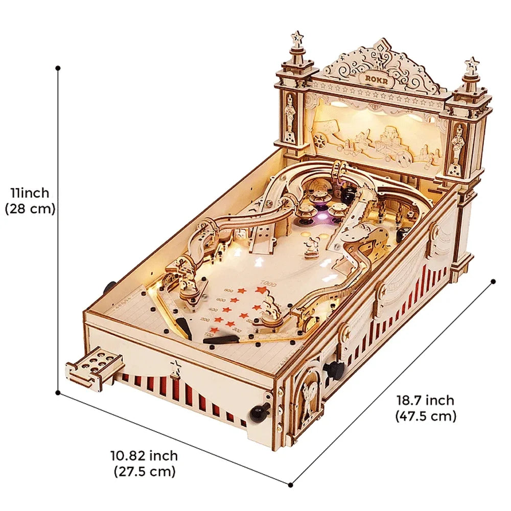 Robotime ROKR 3D Pinball for Kid Adults Family Party Machine Vintage Style Popular Game Smooth Assembly 3D Wooden Puzzles EG01 - My Homes Goods