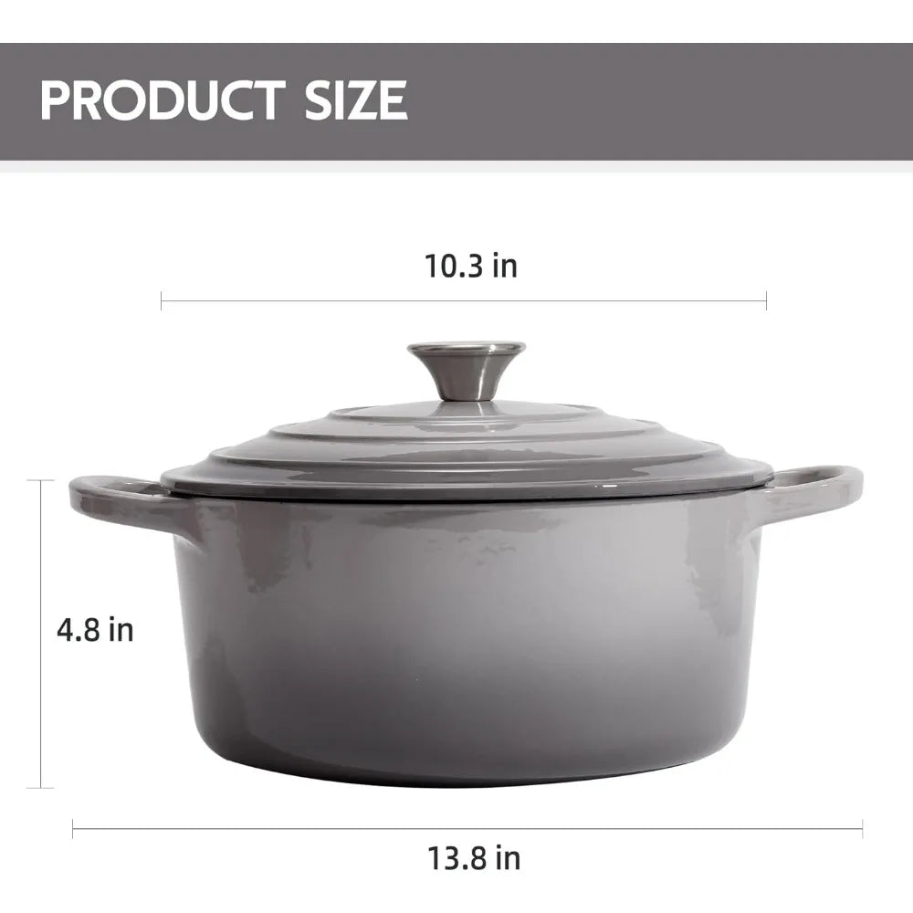 6 Qt Enameled Cast Iron Dutch Oven Gray Round - My Homes Goods