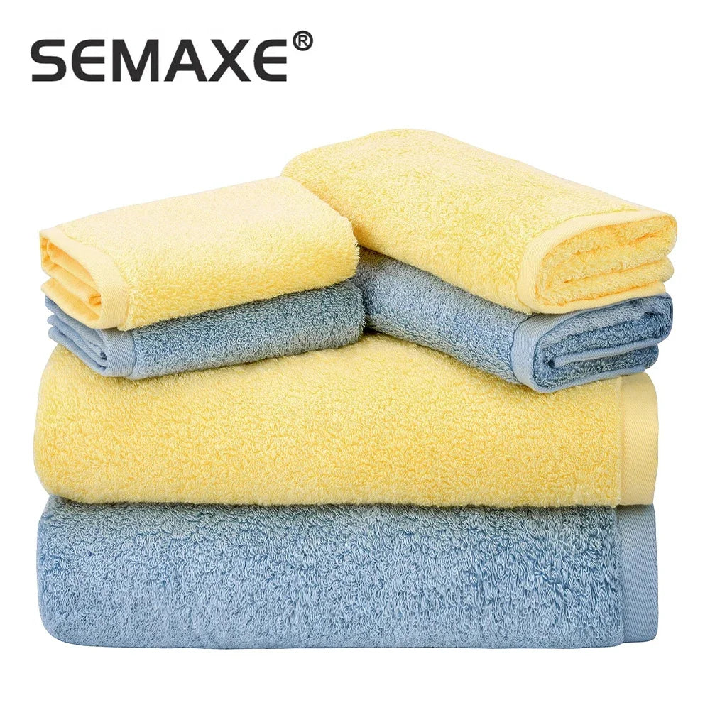 SEMAXE Luxury Bath Towel Set,2 Large Bath Towels,2 Hand Towels,2 Face towels . Cotton Highly Absorbent Bathroom Towels White - My Homes Goods