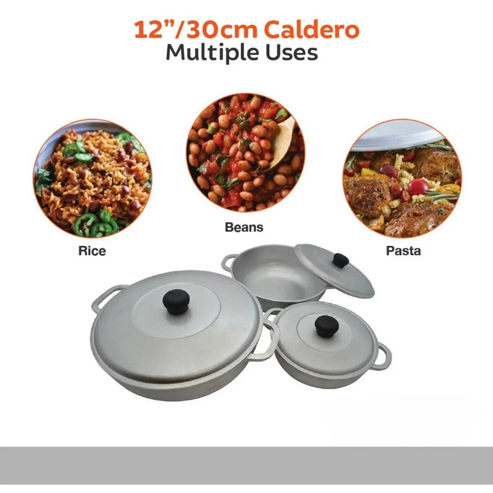 3Pieces Colombian Cast Aluminum Caldero or Dutch Oven Set with Lid - My Homes Goods